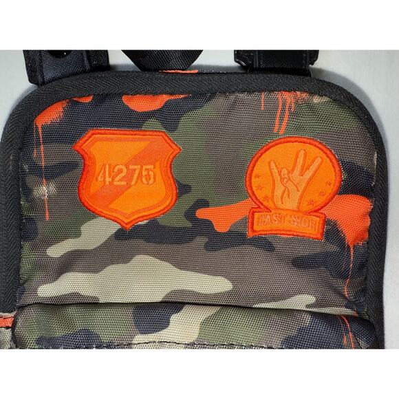 SPRAYGROUND JACQUEES Sling Bag Stash Pocket Camo Crossbody Orange Messenger - Picture 8 of 11